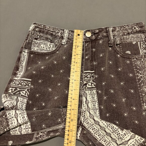 Shein Pants Womens Small 27x27 Brown Geometric Patchwork Straight Leg Y2K Style - Picture 6 of 7